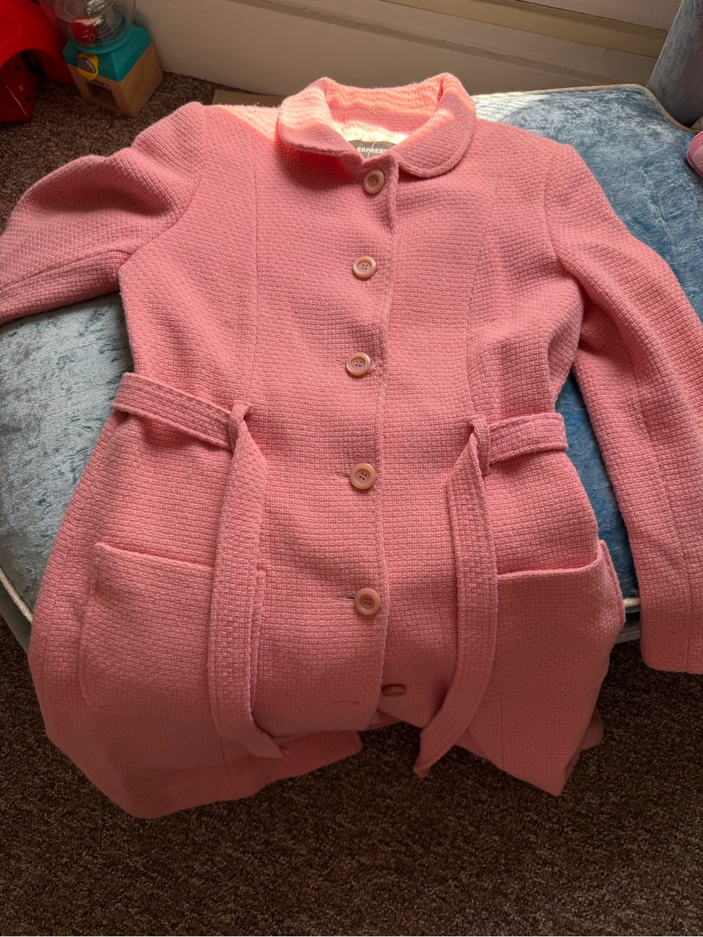 Express Girls' Pink Belted Pea Coat